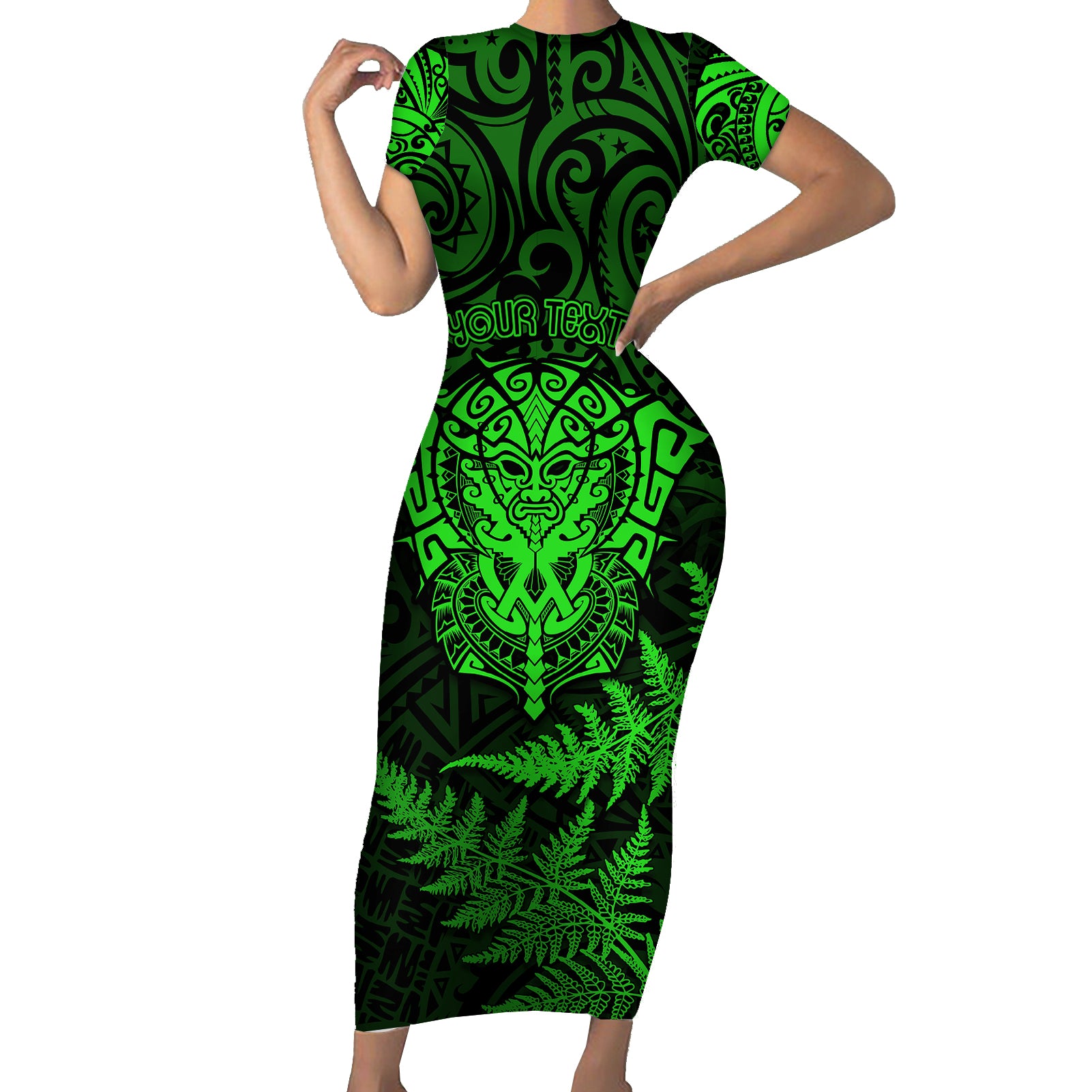new-zealand-rugby-short-sleeve-bodycon-dress-silver-fern-all-black-mix-ta-moko-green-style