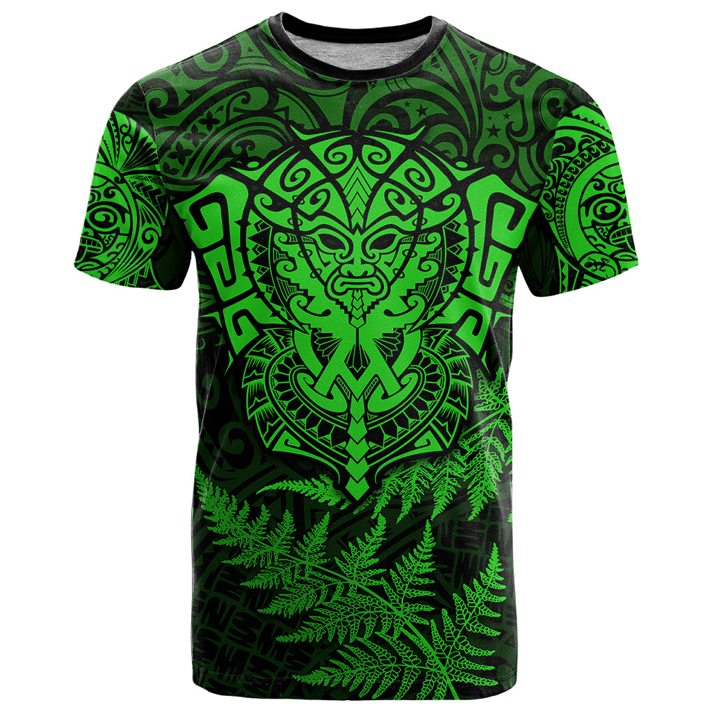 New Zealand Rugby T Shirt Silver Fern All Black Mix Ta Moko Green Style LT9 - Vibe Hoodie Shop
