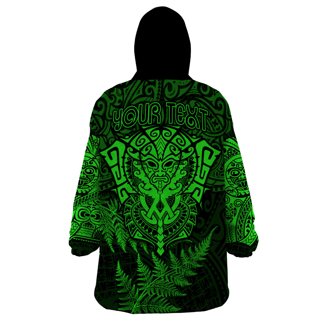 New Zealand Rugby Wearable Blanket Hoodie Silver Fern All Black Mix Ta Moko Green Style - Vibe Hoodie Shop