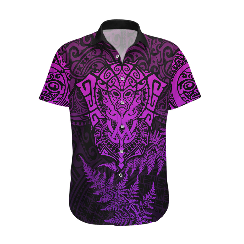 New Zealand Rugby Hawaiian Shirt Silver Fern All Black Mix Ta Moko Purple Style - Vibe Hoodie Shop