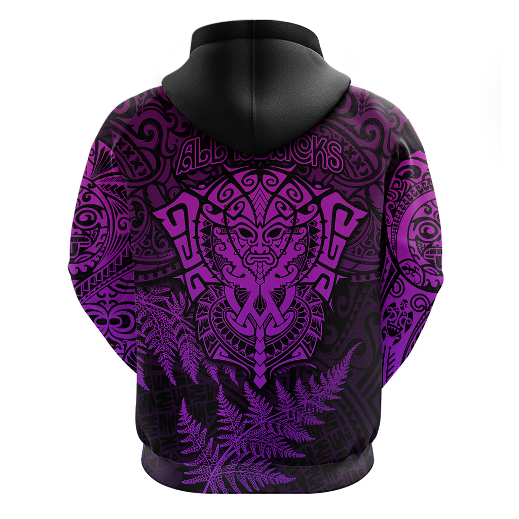 New Zealand Rugby Hoodie Silver Fern All Black Mix Ta Moko Purple Style LT9 - Vibe Hoodie Shop