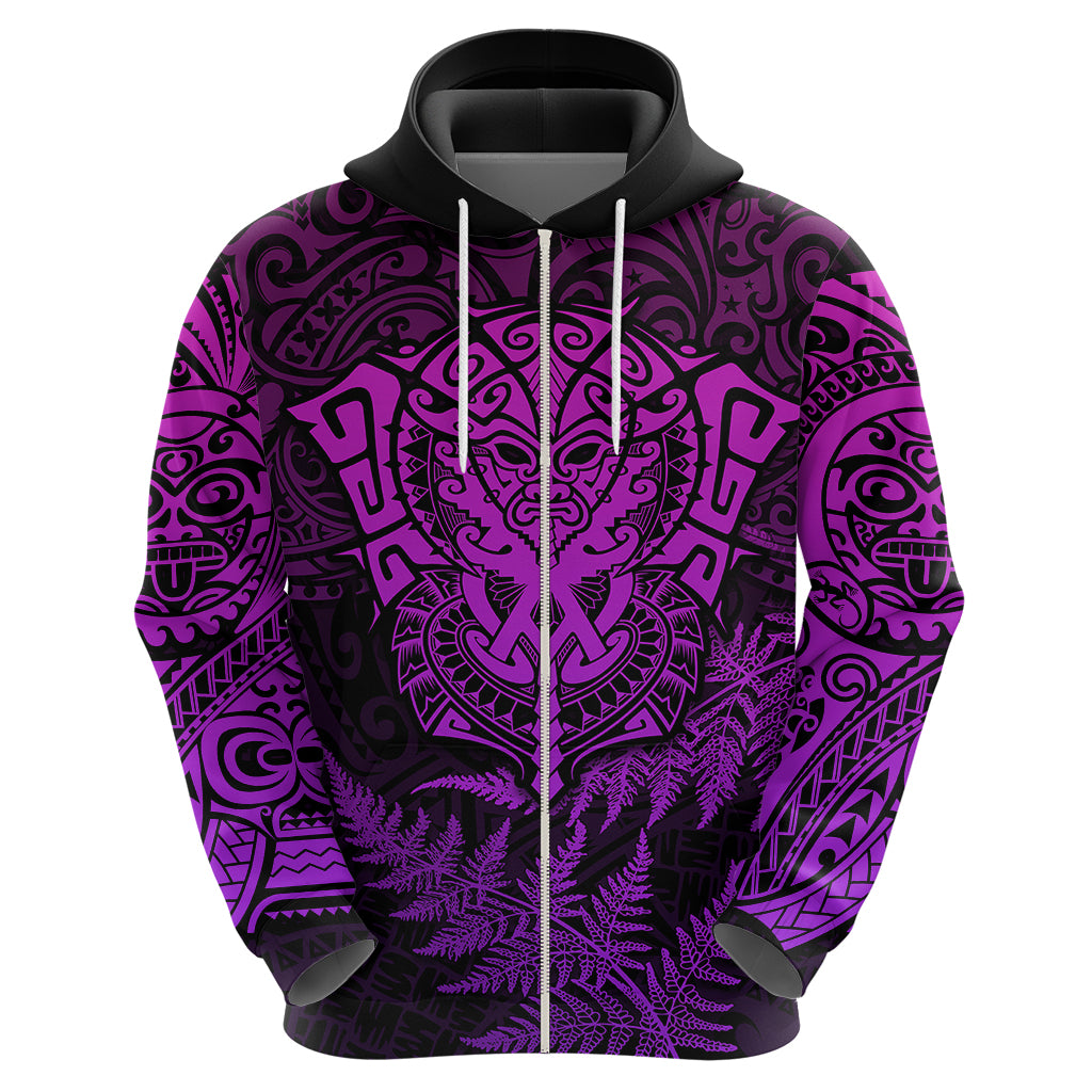 New Zealand Rugby Hoodie Silver Fern All Black Mix Ta Moko Purple Style LT9 - Vibe Hoodie Shop