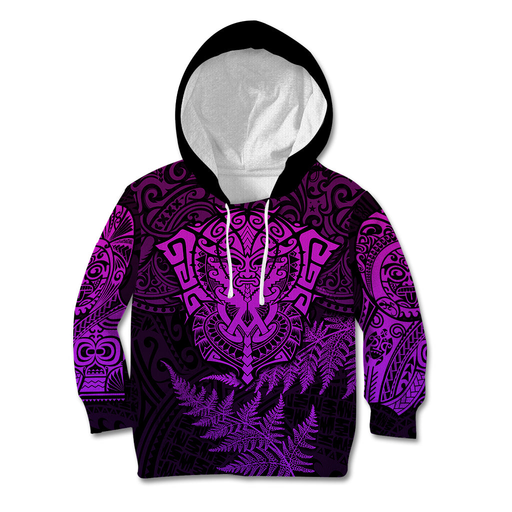 New Zealand Rugby Kid Hoodie Silver Fern All Black Mix Ta Moko Purple Style - Vibe Hoodie Shop