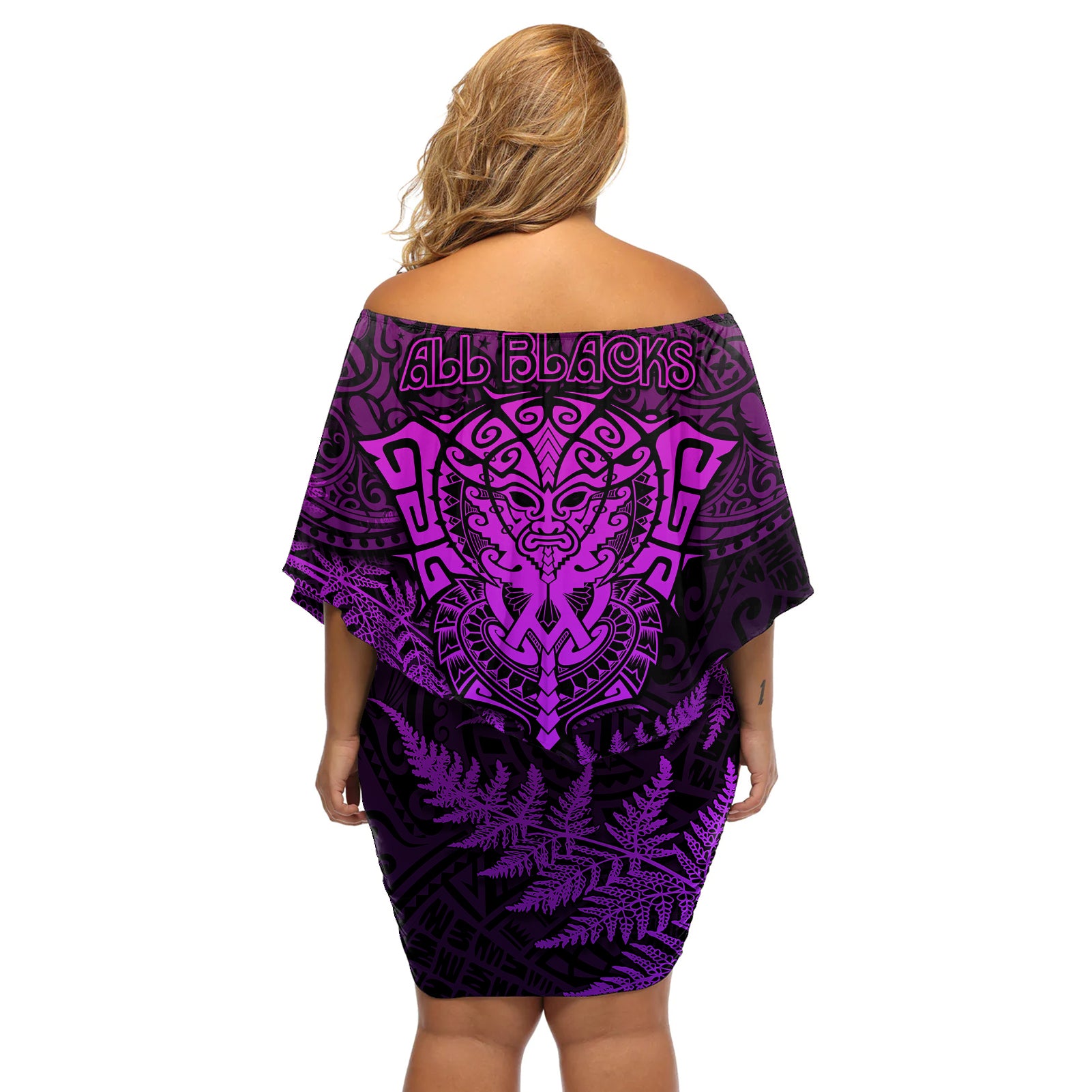 new-zealand-rugby-off-shoulder-short-dress-silver-fern-all-black-mix-ta-moko-purple-style