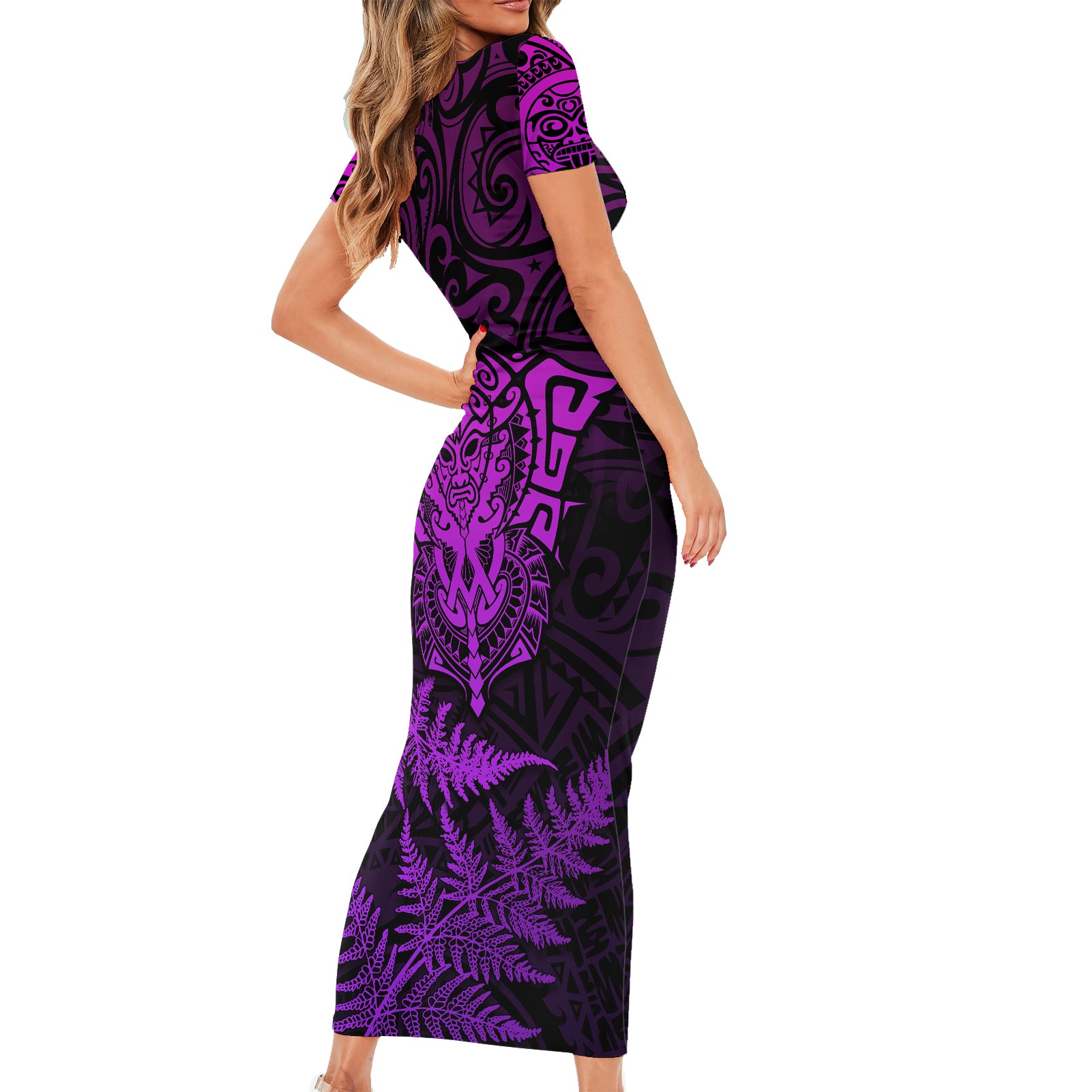 new-zealand-rugby-short-sleeve-bodycon-dress-silver-fern-all-black-mix-ta-moko-purple-style