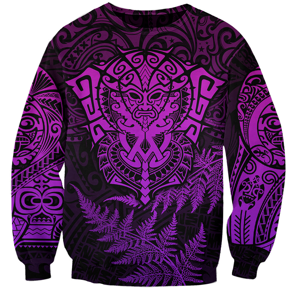 New Zealand Rugby Sweatshirt Silver Fern All Black Mix Ta Moko Purple Style - Vibe Hoodie Shop