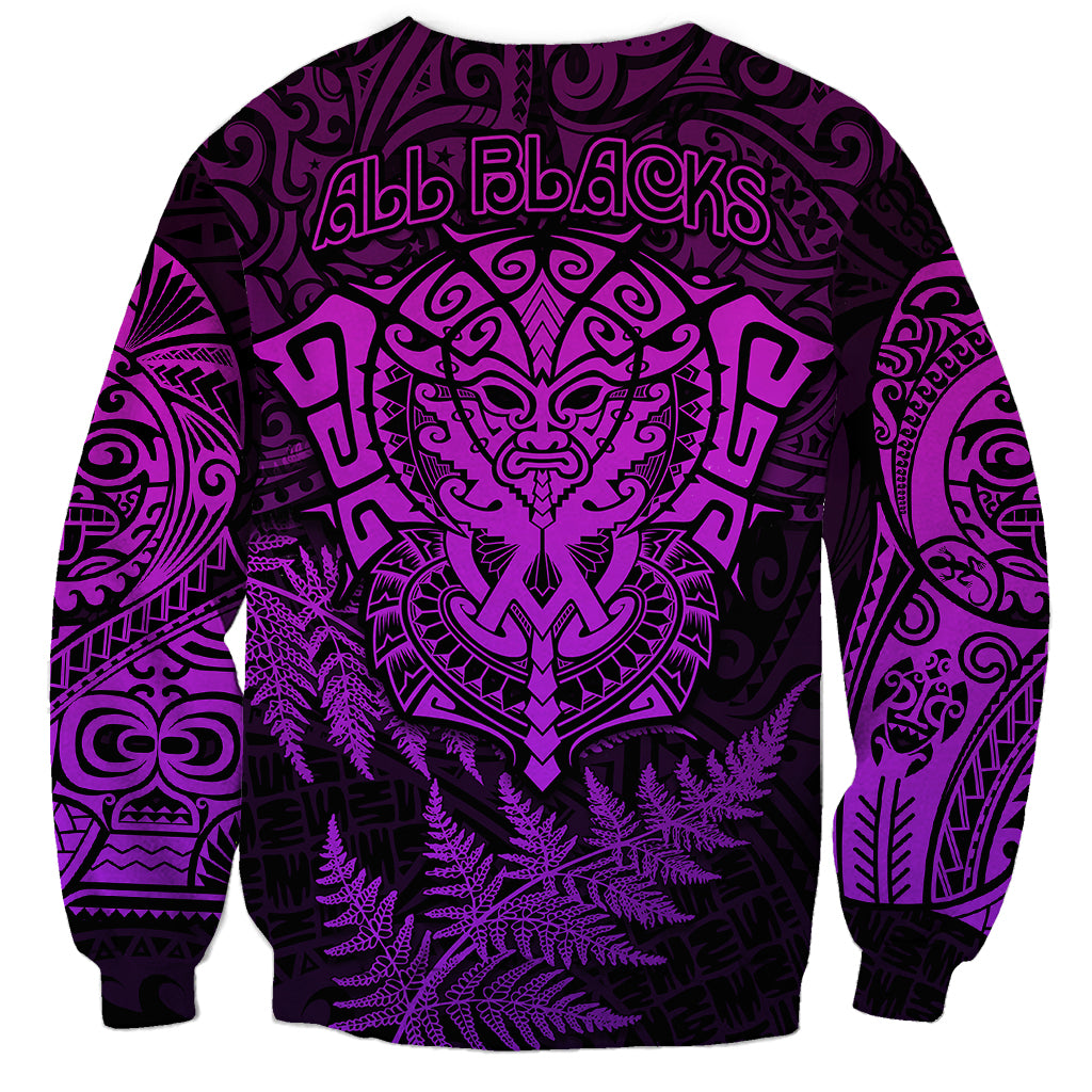 New Zealand Rugby Sweatshirt Silver Fern All Black Mix Ta Moko Purple Style - Vibe Hoodie Shop