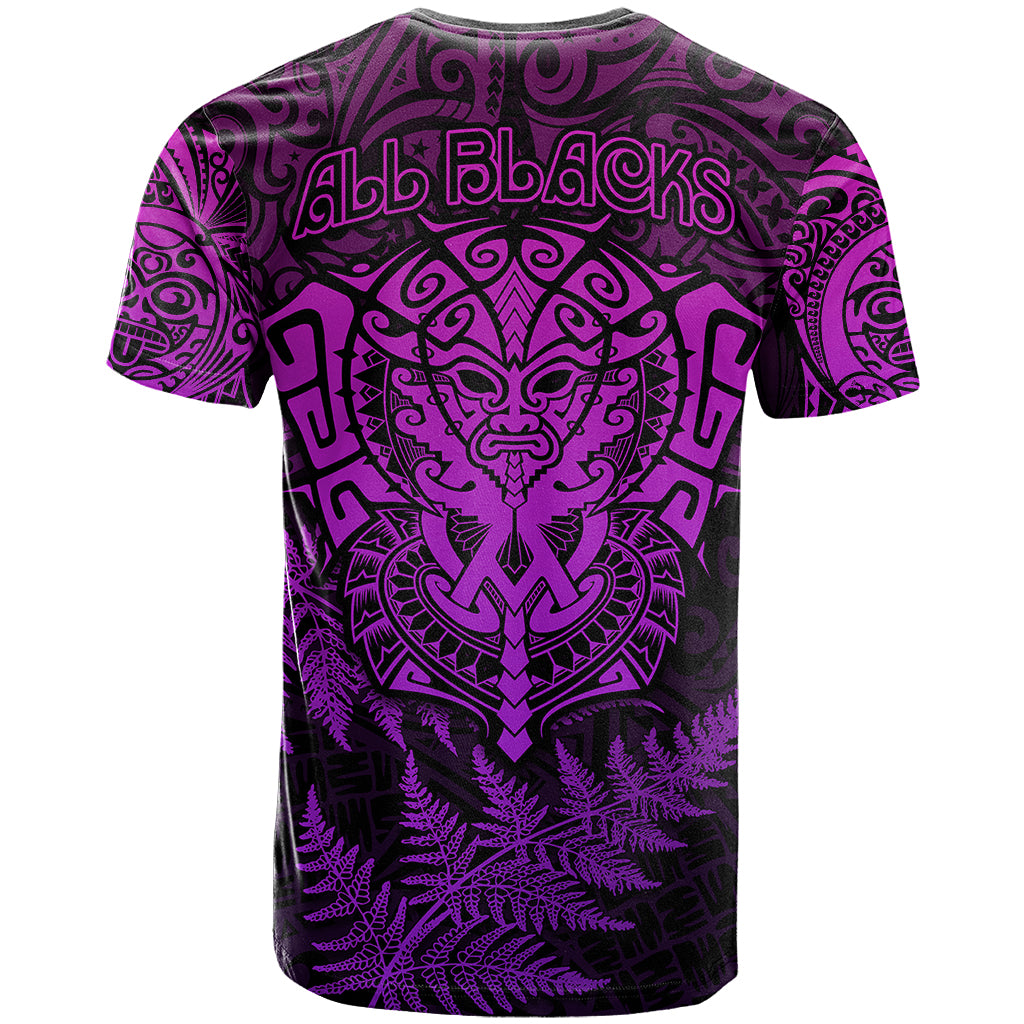 New Zealand Rugby T Shirt Silver Fern All Black Mix Ta Moko Purple Style LT9 - Vibe Hoodie Shop