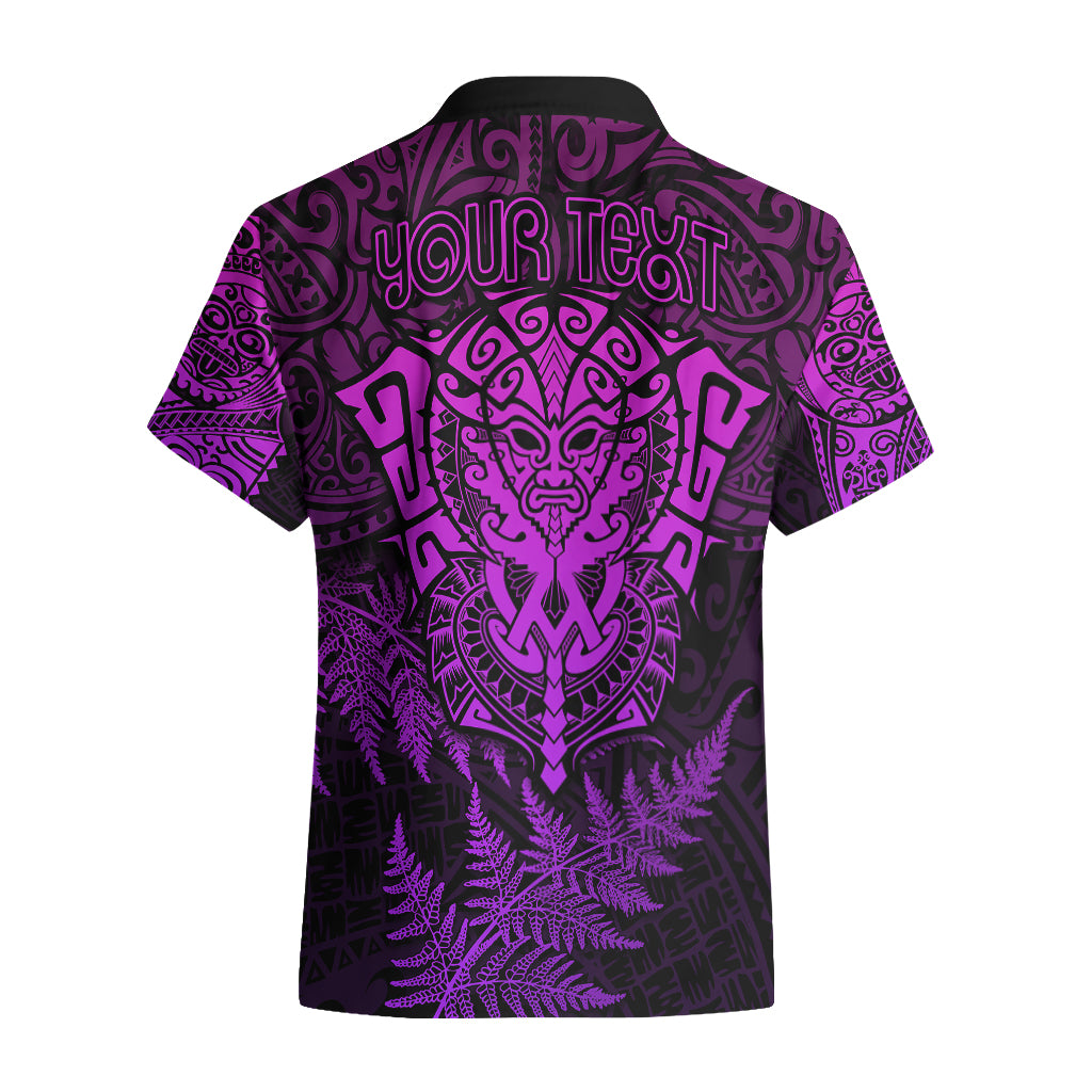 Personalised New Zealand Rugby Hawaiian Shirt Silver Fern All Black Mix Ta Moko Purple Style - Vibe Hoodie Shop