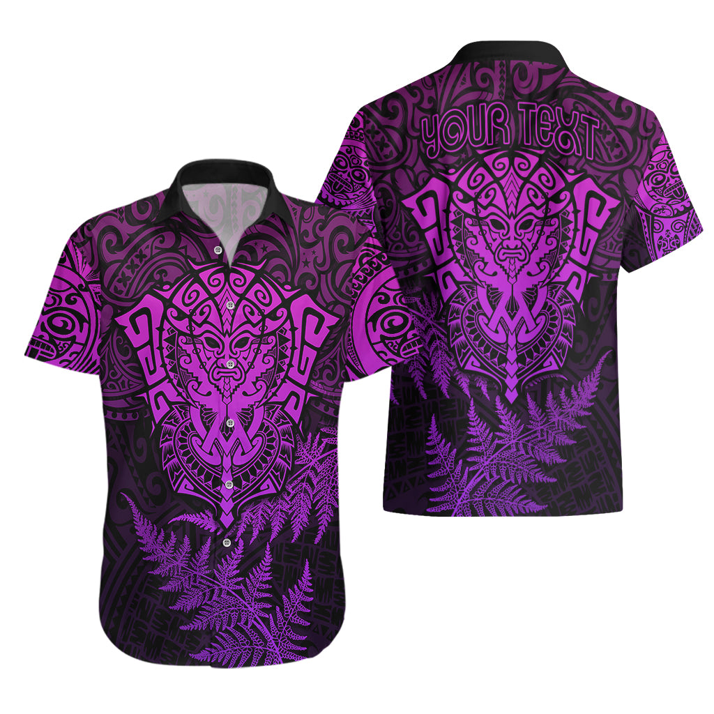 Personalised New Zealand Rugby Hawaiian Shirt Silver Fern All Black Mix Ta Moko Purple Style - Vibe Hoodie Shop