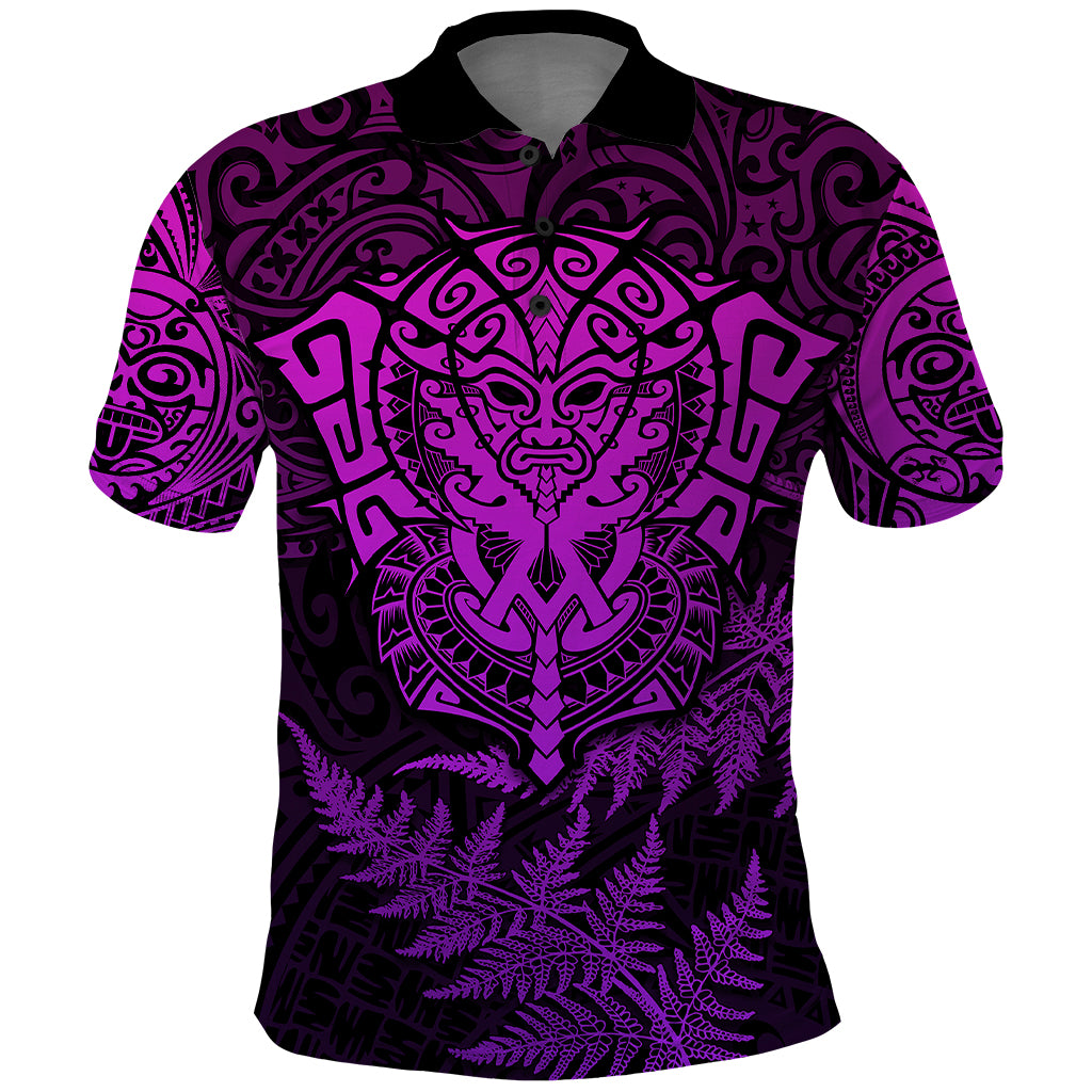 Personalised New Zealand Rugby Polo Shirt Silver Fern All Black Mix Ta Moko Purple Style LT9 - Vibe Hoodie Shop