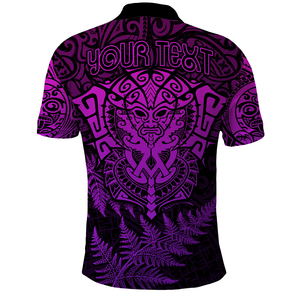 Personalised New Zealand Rugby Polo Shirt Silver Fern All Black Mix Ta Moko Purple Style LT9 - Vibe Hoodie Shop