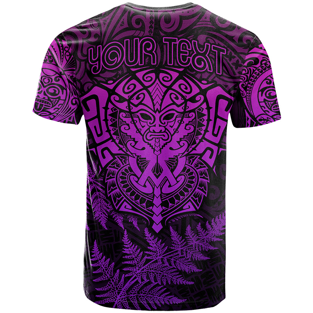 Personalised New Zealand Rugby T Shirt Silver Fern All Black Mix Ta Moko Purple Style LT9 - Vibe Hoodie Shop