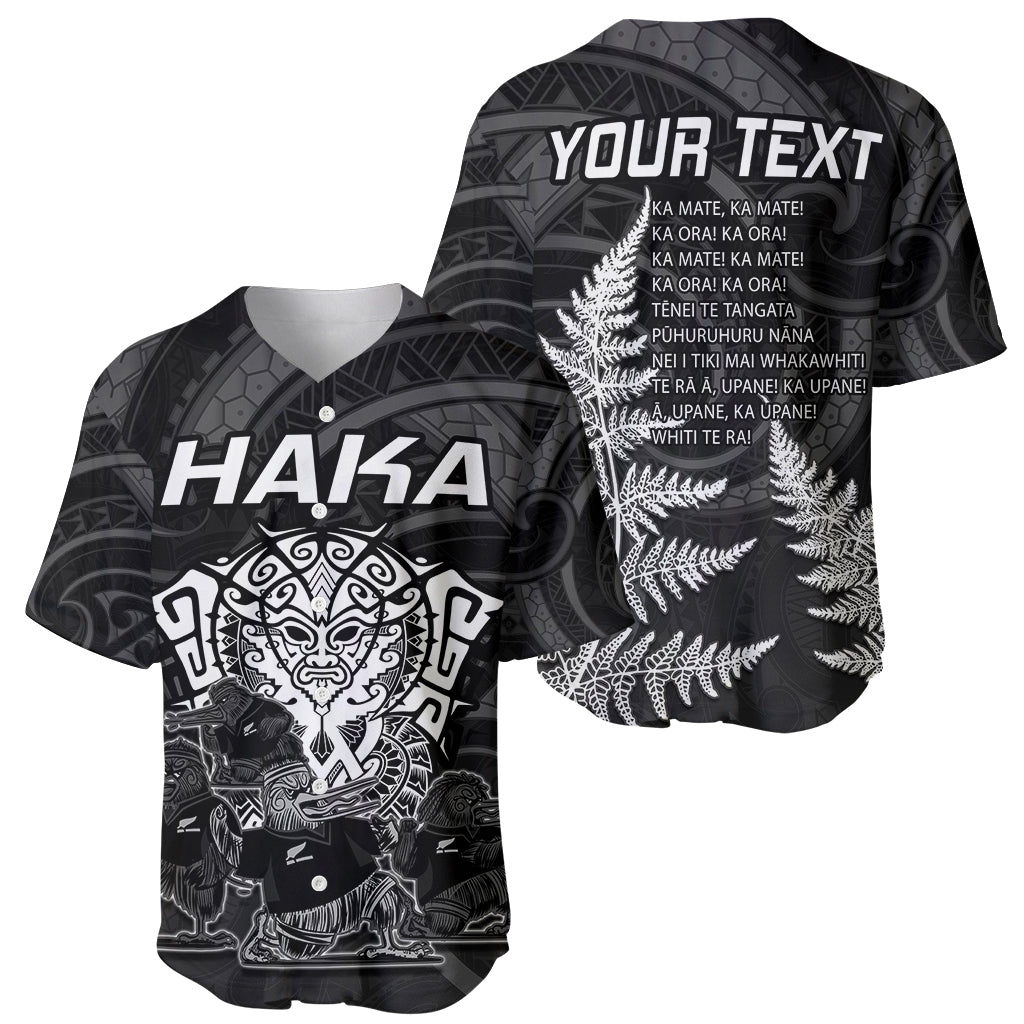 Personalised New Zealand Rugby Baseball Jersey Aotearoa Ka Mate Haka All Black Mix Ta Moko White Style - Vibe Hoodie Shop