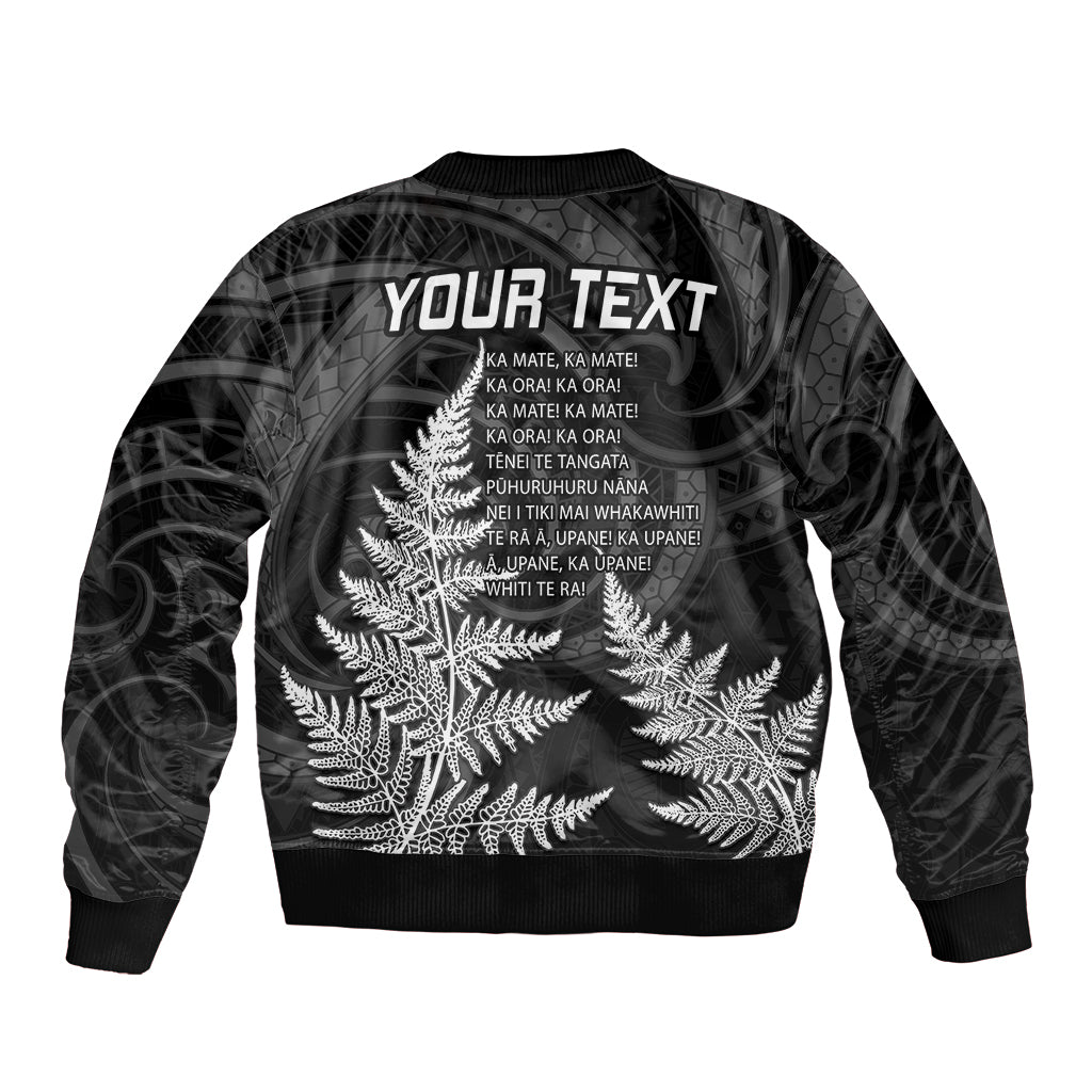 Personalised New Zealand Rugby Bomber Jacket Aotearoa Ka Mate Haka All Black Mix Ta Moko White Style - Vibe Hoodie Shop
