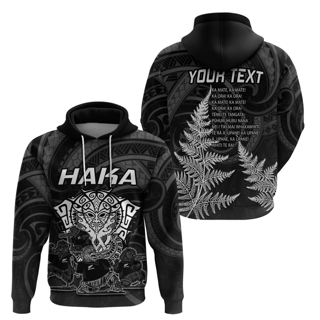 Personalised New Zealand Rugby Hoodie Aotearoa Ka Mate Haka All Black Mix Ta Moko White Style LT9 - Vibe Hoodie Shop