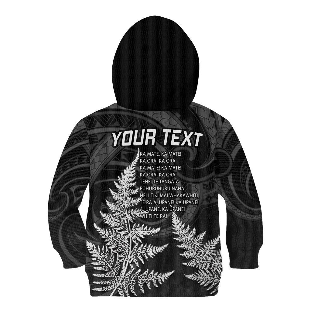 Personalised New Zealand Rugby Kid Hoodie Aotearoa Ka Mate Haka All Black Mix Ta Moko White Style - Vibe Hoodie Shop