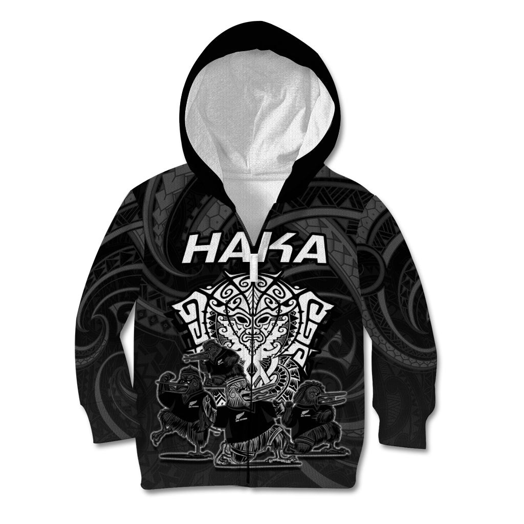 Personalised New Zealand Rugby Kid Hoodie Aotearoa Ka Mate Haka All Black Mix Ta Moko White Style - Vibe Hoodie Shop