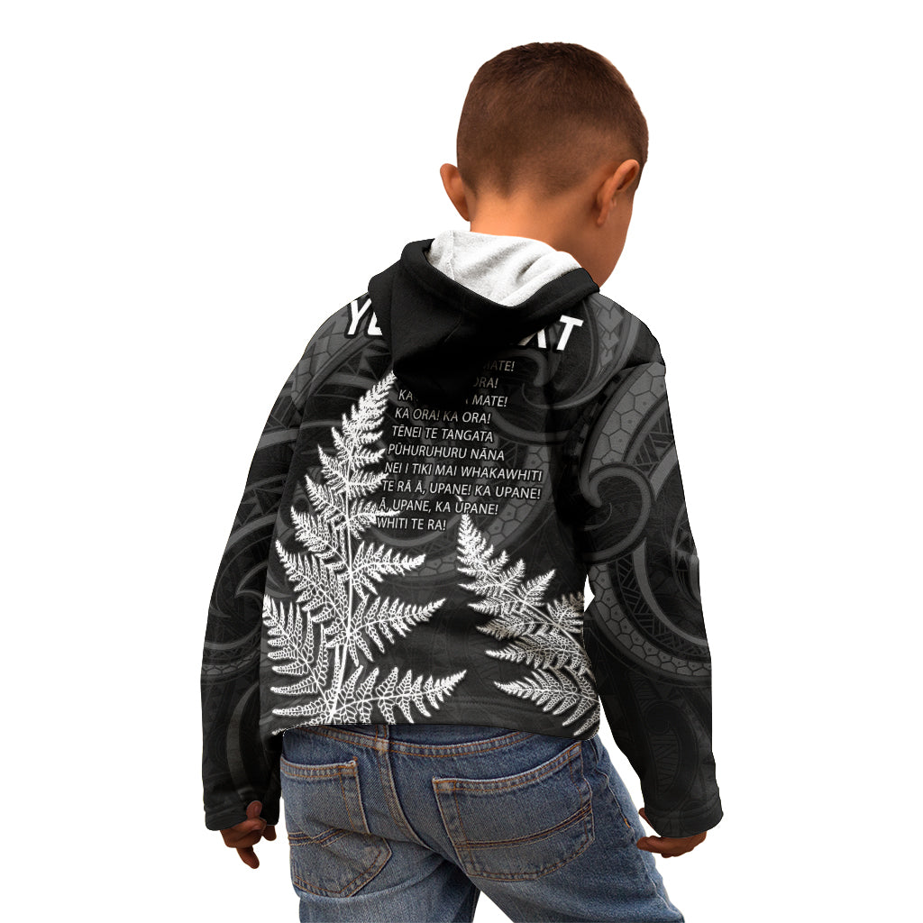 Personalised New Zealand Rugby Kid Hoodie Aotearoa Ka Mate Haka All Black Mix Ta Moko White Style - Vibe Hoodie Shop