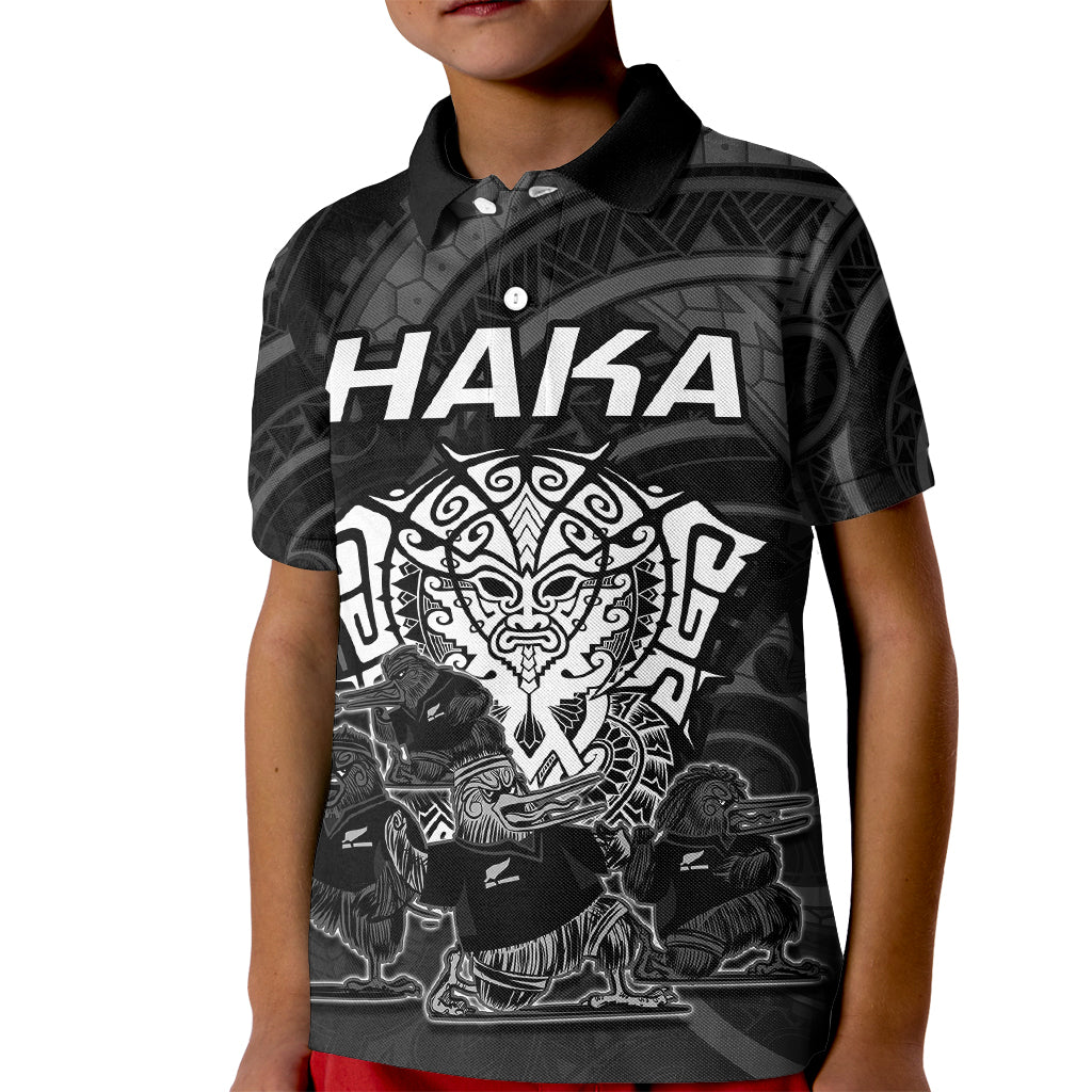 Personalised New Zealand Rugby Kid Polo Shirt Aotearoa Ka Mate Haka All Black Mix Ta Moko White Style - Vibe Hoodie Shop