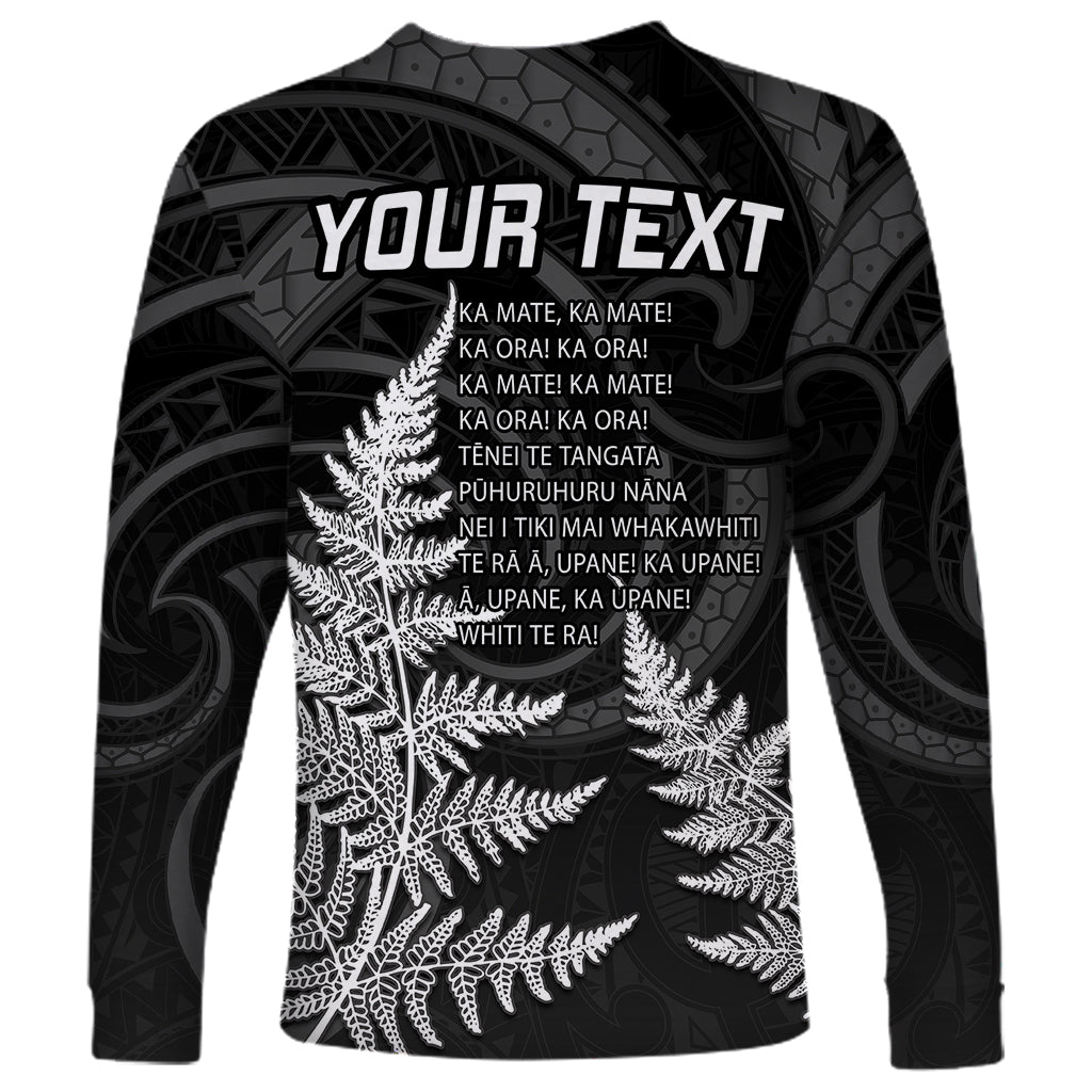 Personalised New Zealand Rugby Long Sleeve Shirt Aotearoa Ka Mate Haka All Black Mix Ta Moko White Style - Vibe Hoodie Shop