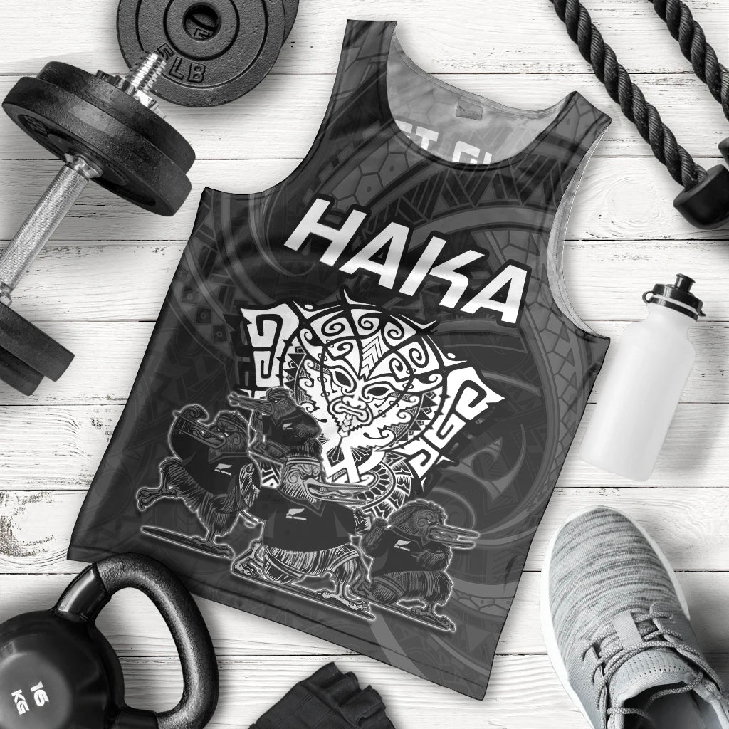 Personalised New Zealand Rugby Men Tank Top Aotearoa Ka Mate Haka All Black Mix Ta Moko White Style - Vibe Hoodie Shop
