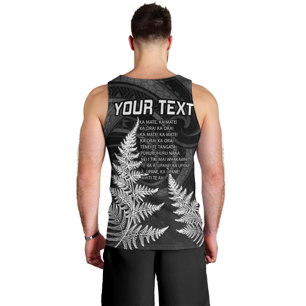 Personalised New Zealand Rugby Men Tank Top Aotearoa Ka Mate Haka All Black Mix Ta Moko White Style - Vibe Hoodie Shop