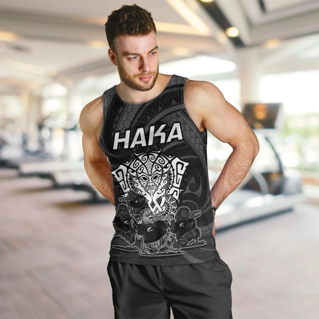 Personalised New Zealand Rugby Men Tank Top Aotearoa Ka Mate Haka All Black Mix Ta Moko White Style - Vibe Hoodie Shop