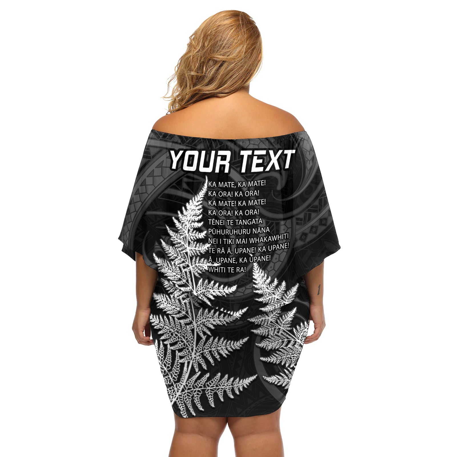 personalised-new-zealand-rugby-off-shoulder-short-dress-aotearoa-ka-mate-haka-all-black-mix-ta-moko-white-style