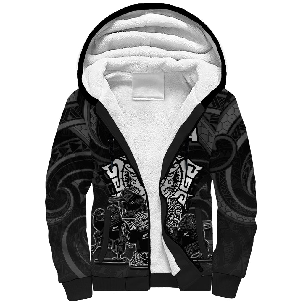 Personalised New Zealand Rugby Sherpa Hoodie Aotearoa Ka Mate Haka All Black Mix Ta Moko White Style - Vibe Hoodie Shop
