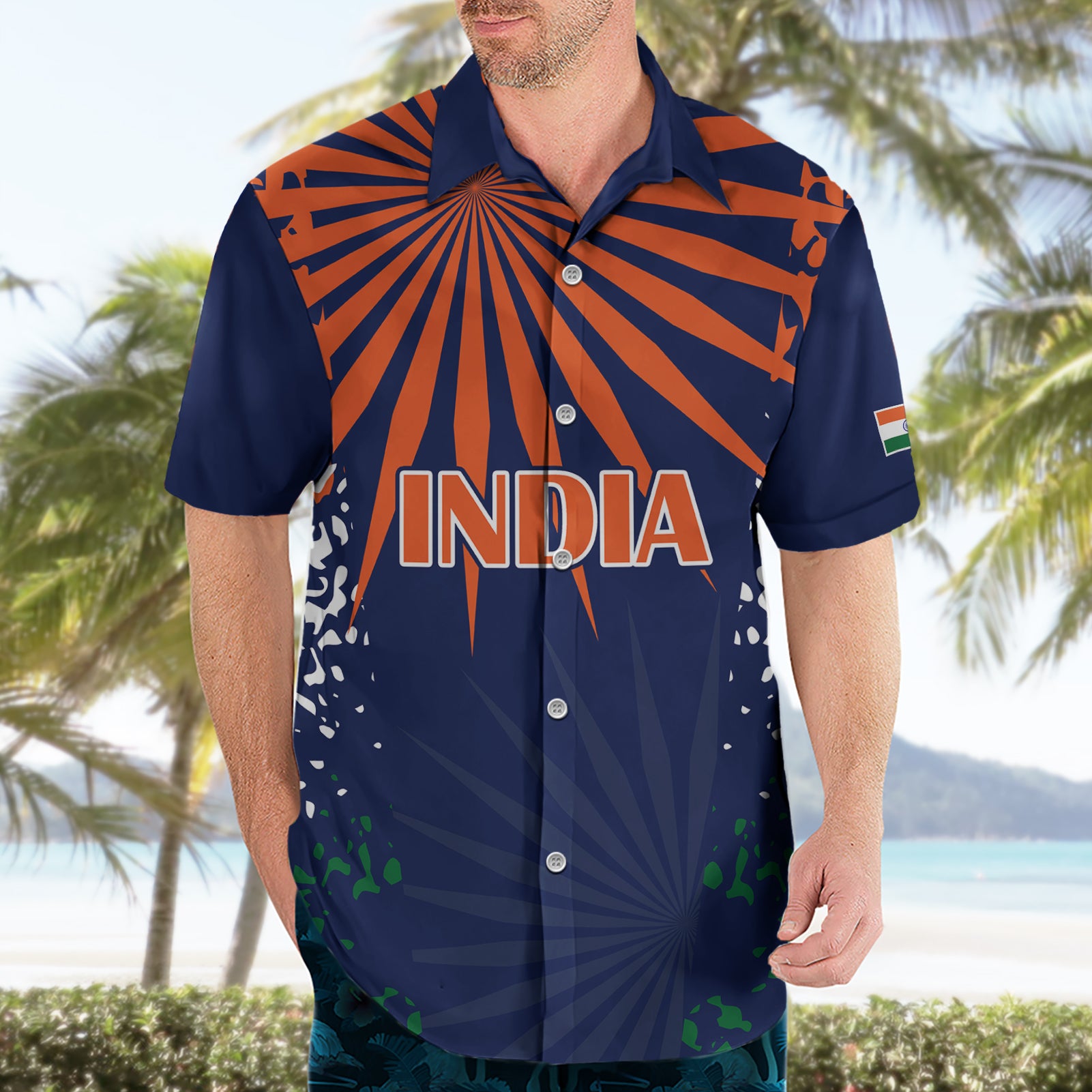 India Cricket 2023 Hawaiian Shirt Bharat Simple Flag Style - Vibe Hoodie Shop