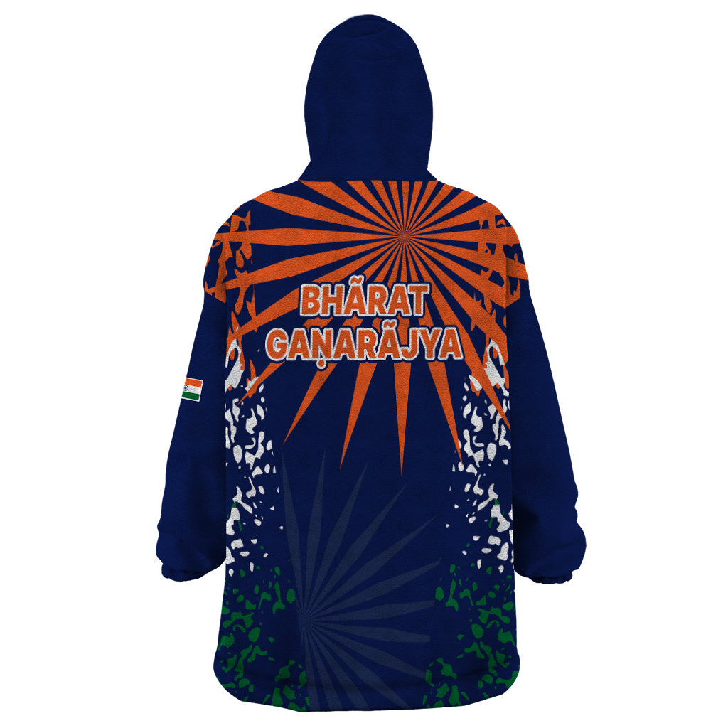 India Cricket 2023 Wearable Blanket Hoodie Bharat Simple Flag Style - Vibe Hoodie Shop