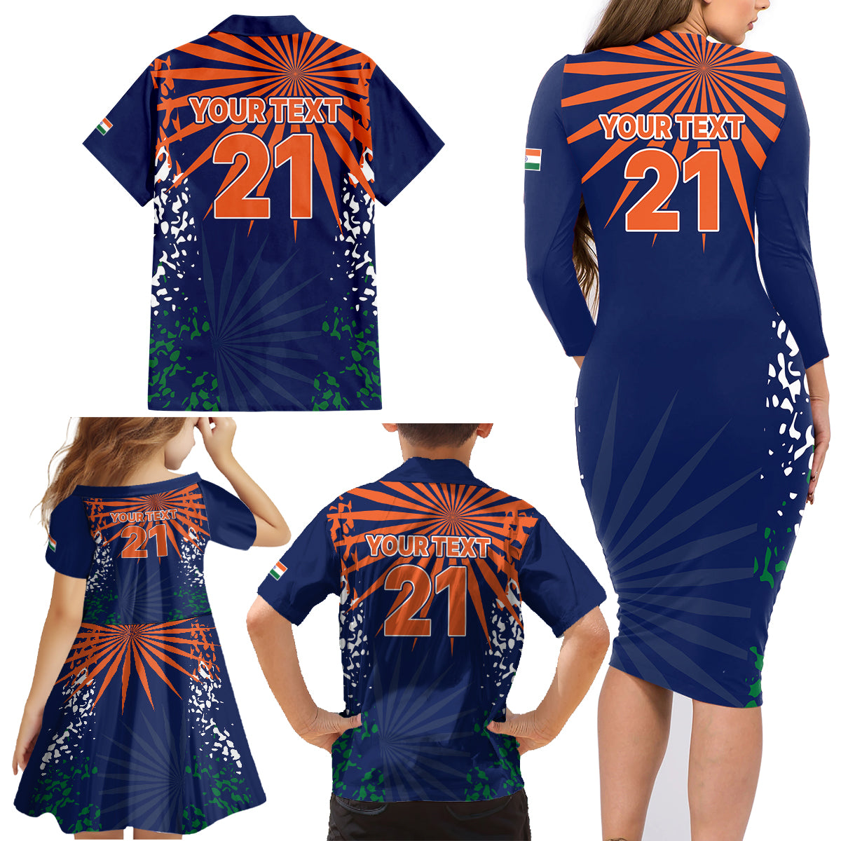 custom-india-cricket-2023-family-matching-long-sleeve-bodycon-dress-and-hawaiian-shirt-bharat-simple-flag-style