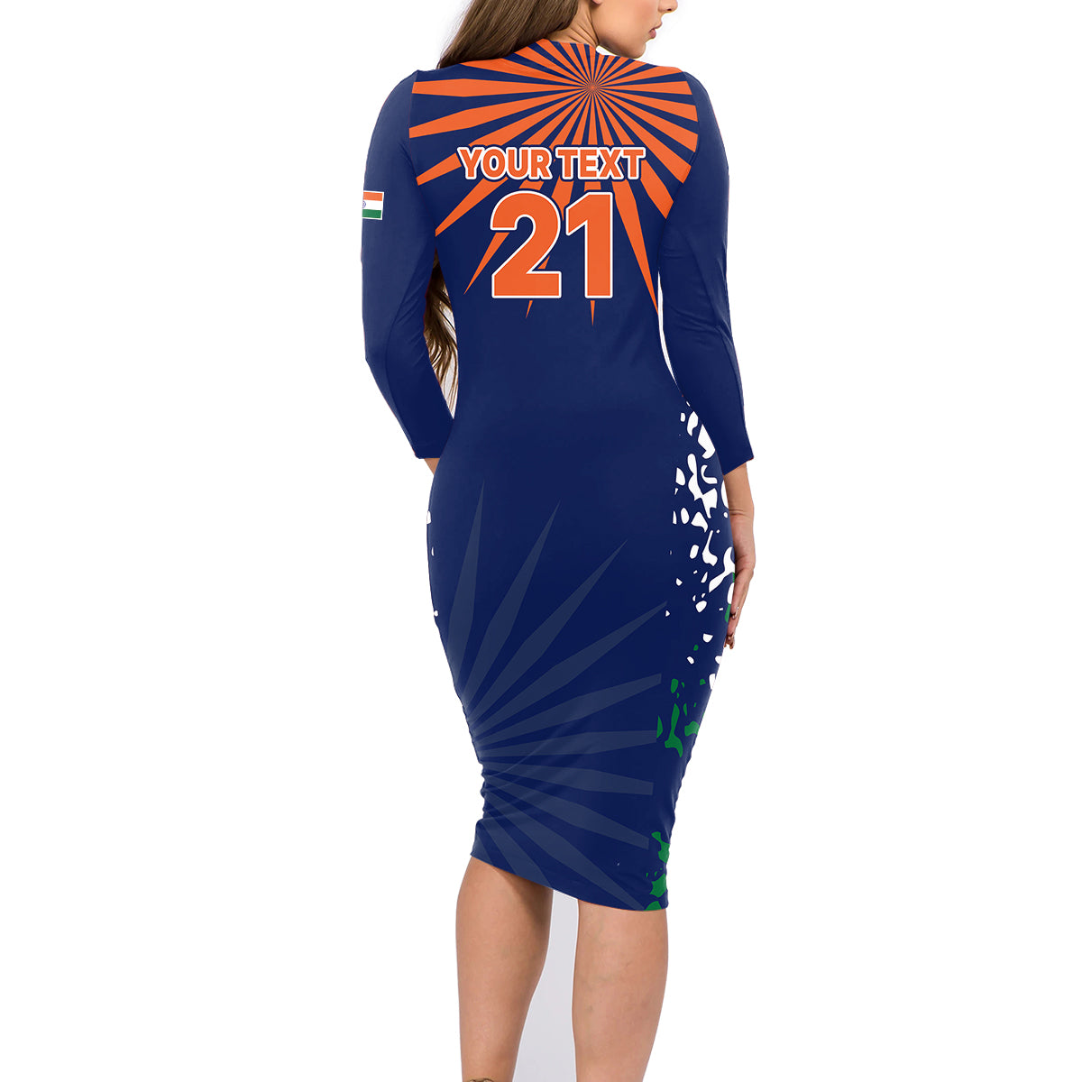 custom-india-cricket-2023-family-matching-long-sleeve-bodycon-dress-and-hawaiian-shirt-bharat-simple-flag-style