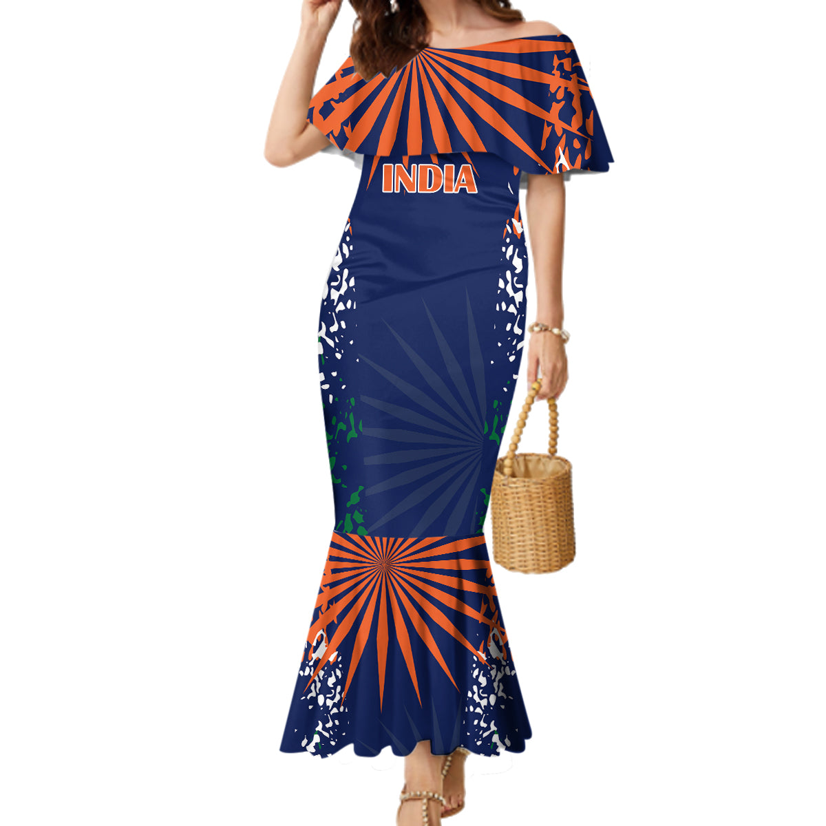 custom-india-cricket-2023-family-matching-mermaid-dress-and-hawaiian-shirt-bharat-simple-flag-style