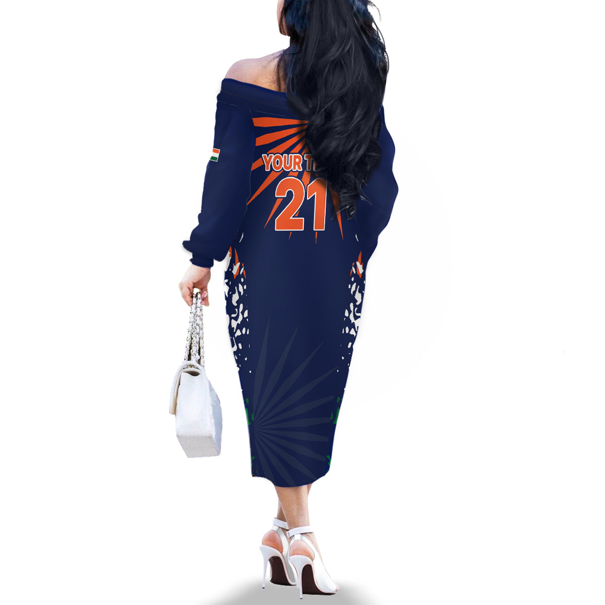 custom-india-cricket-2023-family-matching-off-shoulder-long-sleeve-dress-and-hawaiian-shirt-bharat-simple-flag-style