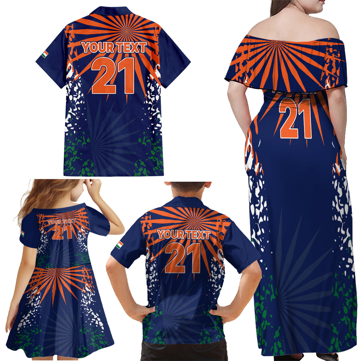 custom-india-cricket-2023-family-matching-off-shoulder-maxi-dress-and-hawaiian-shirt-bharat-simple-flag-style