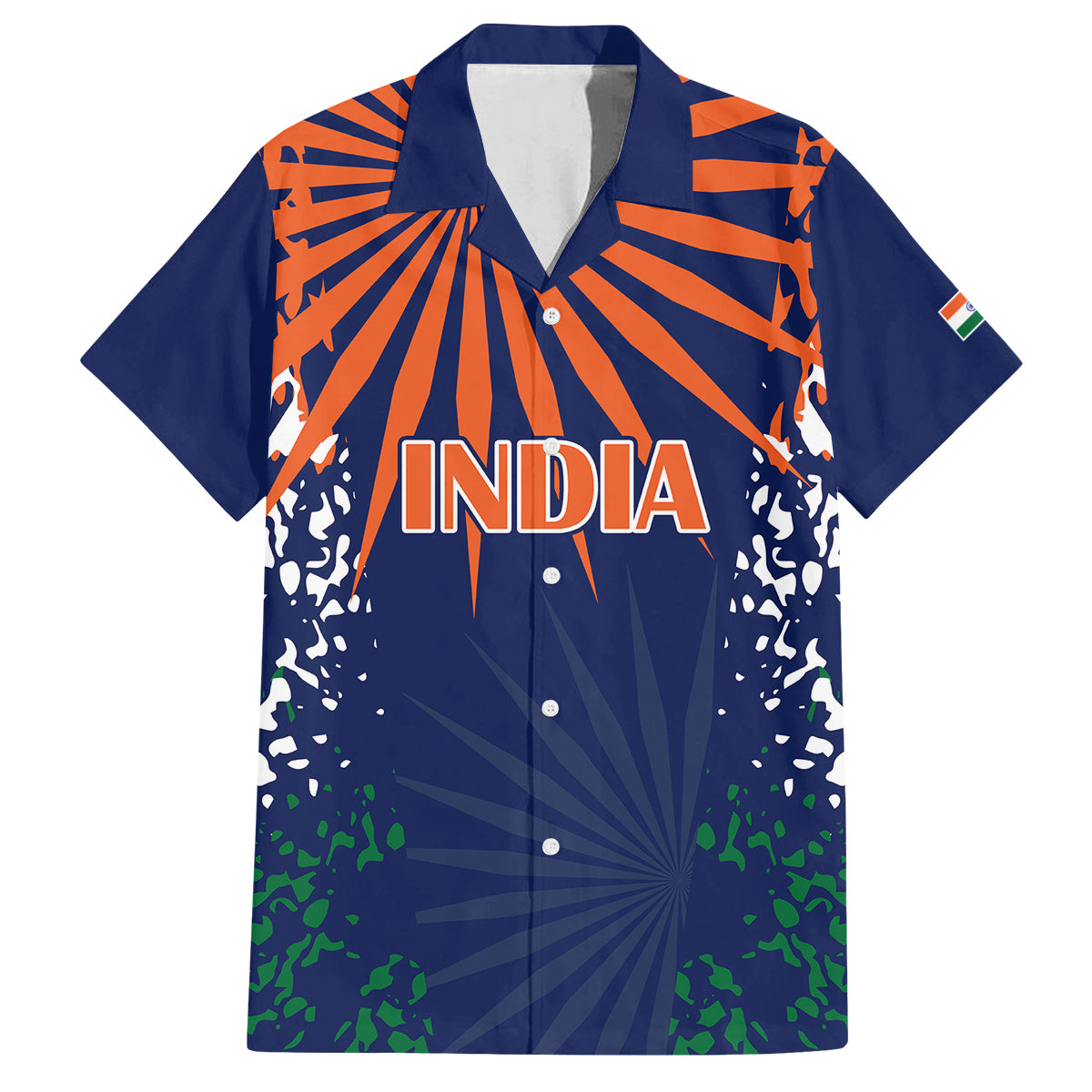 custom-india-cricket-2023-family-matching-off-shoulder-short-dress-and-hawaiian-shirt-bharat-simple-flag-style