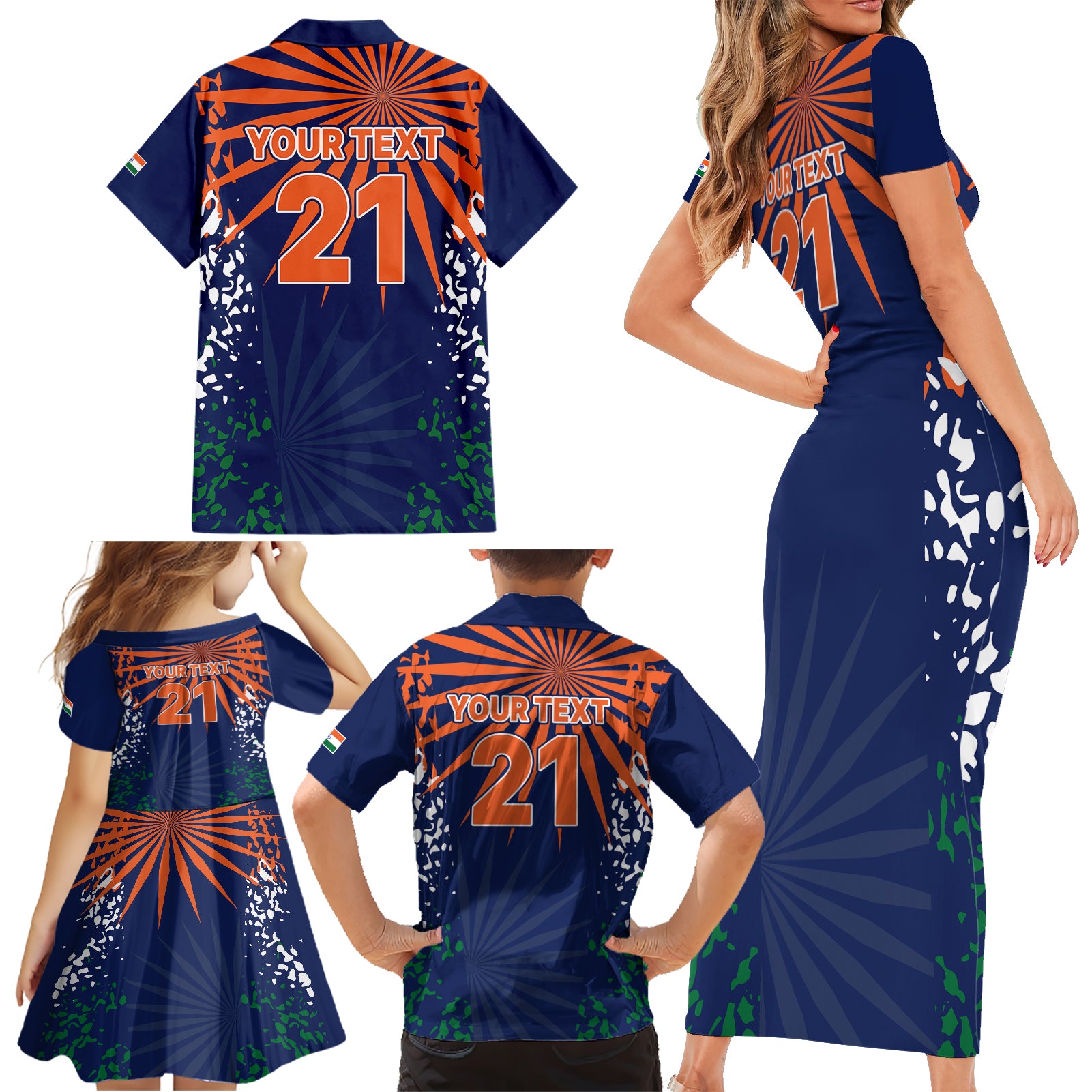 custom-india-cricket-2023-family-matching-short-sleeve-bodycon-dress-and-hawaiian-shirt-bharat-simple-flag-style