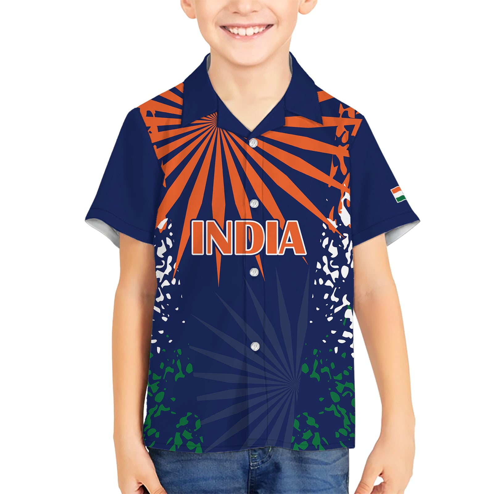 custom-india-cricket-2023-family-matching-short-sleeve-bodycon-dress-and-hawaiian-shirt-bharat-simple-flag-style