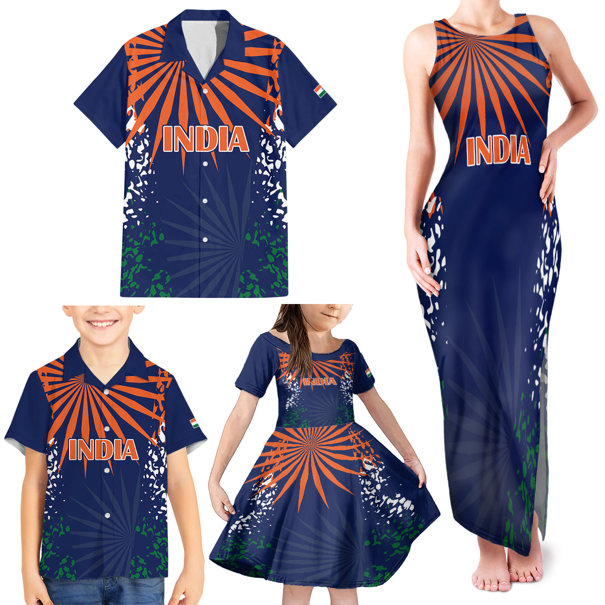 custom-india-cricket-2023-family-matching-tank-maxi-dress-and-hawaiian-shirt-bharat-simple-flag-style