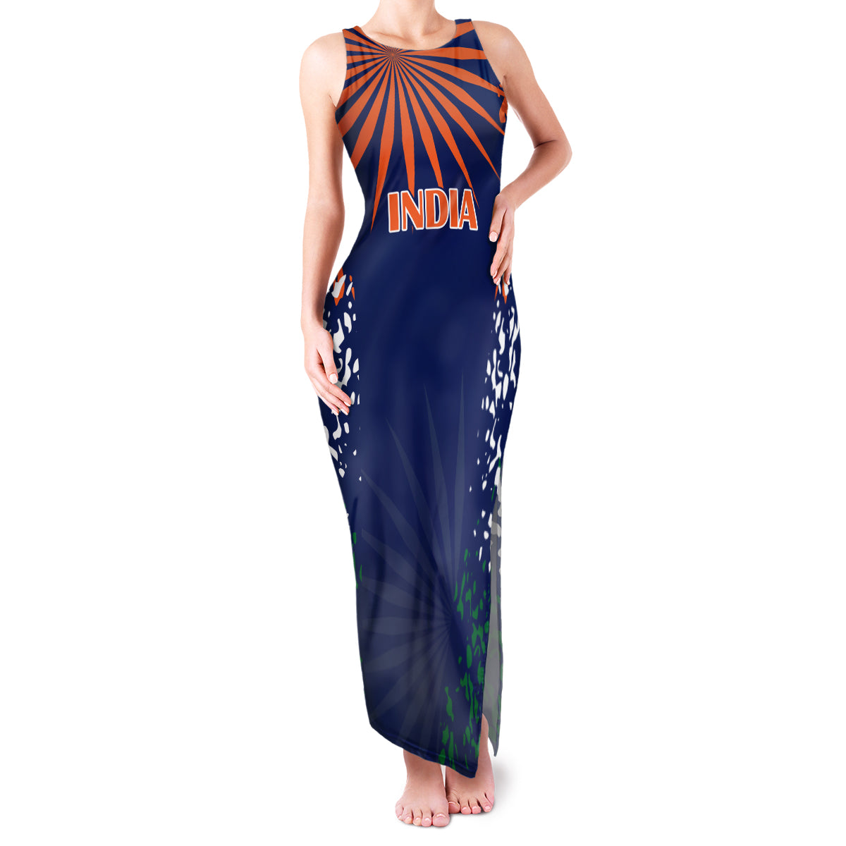 custom-india-cricket-2023-family-matching-tank-maxi-dress-and-hawaiian-shirt-bharat-simple-flag-style