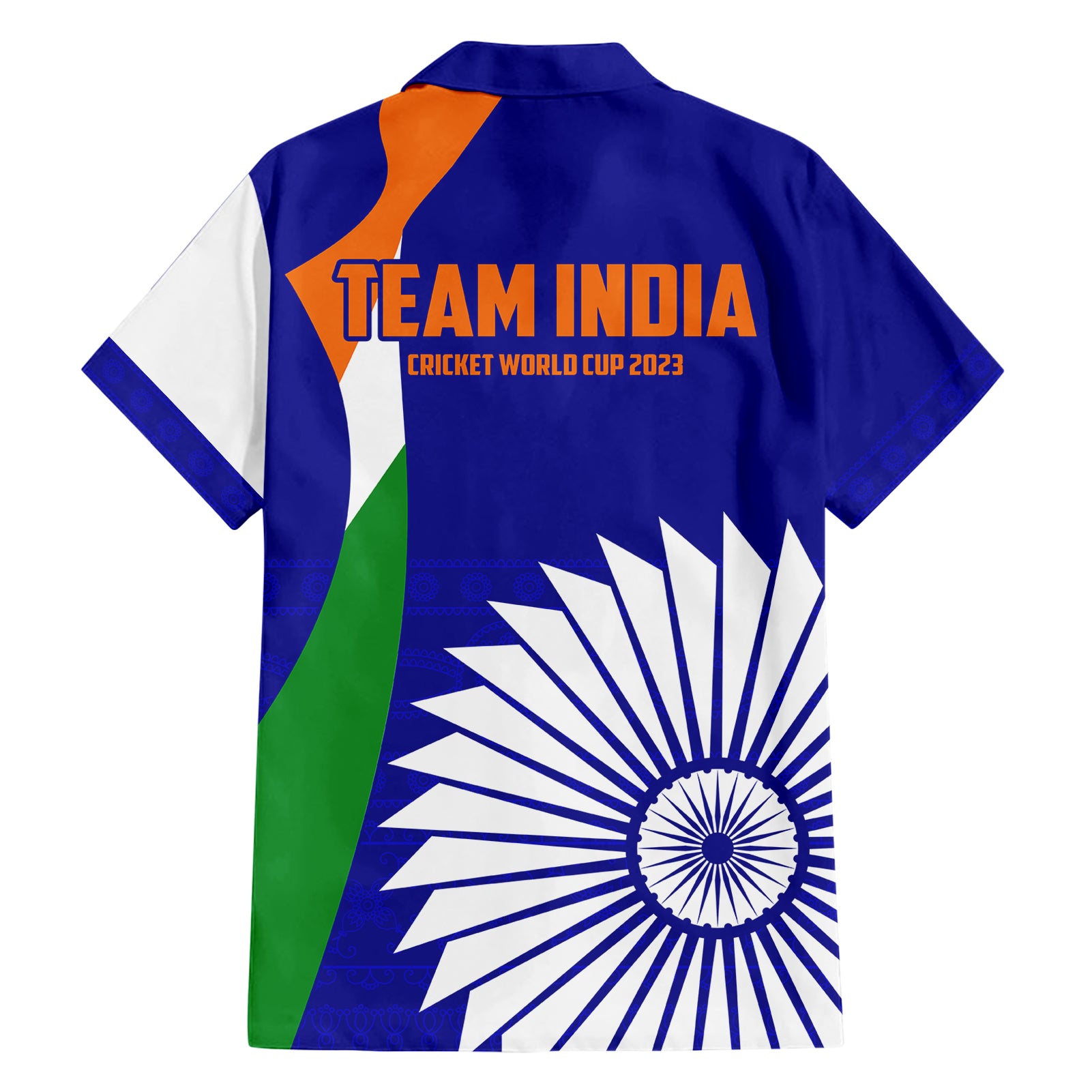 India Cricket Hawaiian Shirt Men in Blue World Cup 2023 Bharat Flag Style - Vibe Hoodie Shop