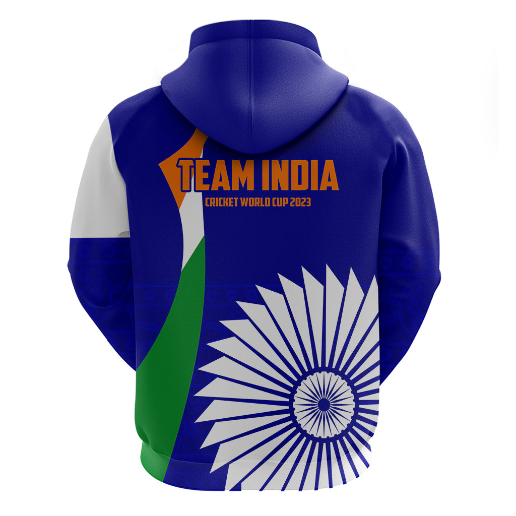 India Cricket Hoodie Men in Blue World Cup 2023 Bharat Flag Style LT9 - Vibe Hoodie Shop