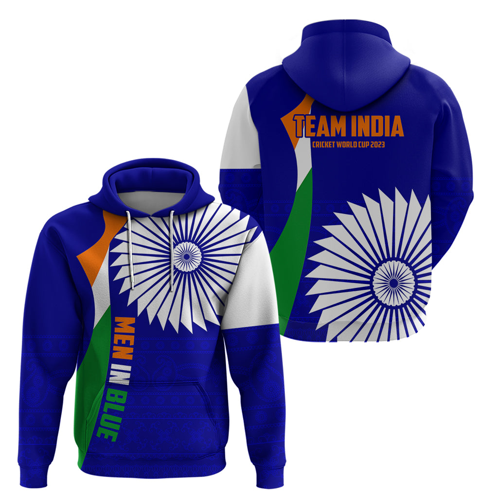 India Cricket Hoodie Men in Blue World Cup 2023 Bharat Flag Style LT9 - Vibe Hoodie Shop