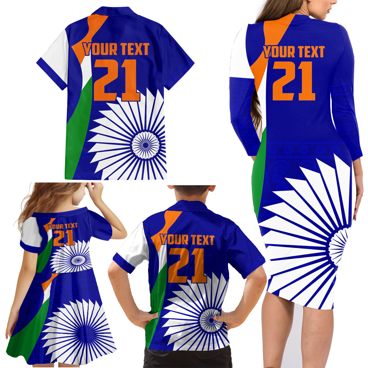 custom-india-cricket-family-matching-long-sleeve-bodycon-dress-and-hawaiian-shirt-men-in-blue-world-cup-2023-bharat-flag-style