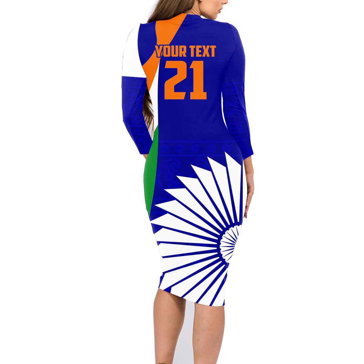 custom-india-cricket-family-matching-long-sleeve-bodycon-dress-and-hawaiian-shirt-men-in-blue-world-cup-2023-bharat-flag-style