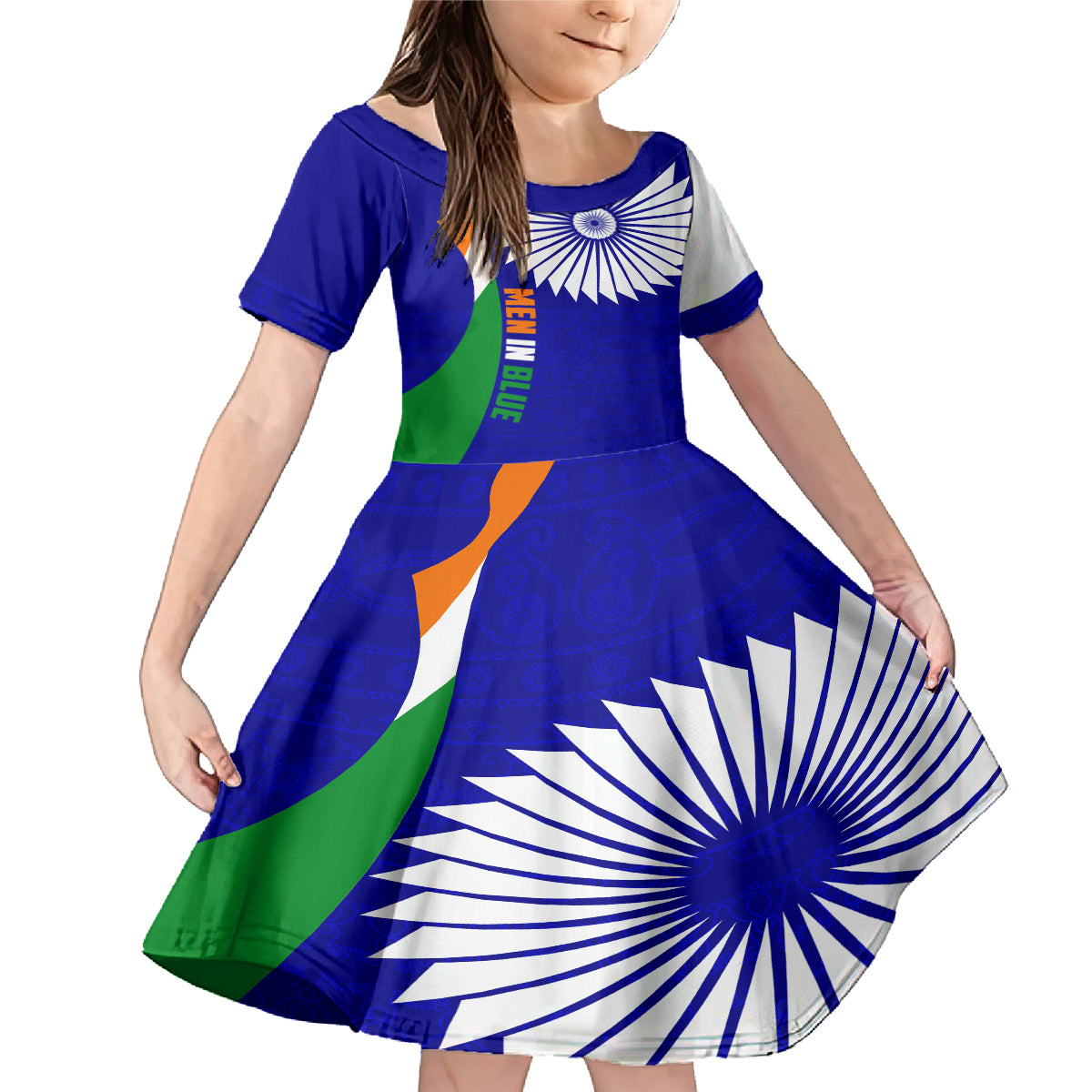 custom-india-cricket-family-matching-mermaid-dress-and-hawaiian-shirt-men-in-blue-world-cup-2023-bharat-flag-style
