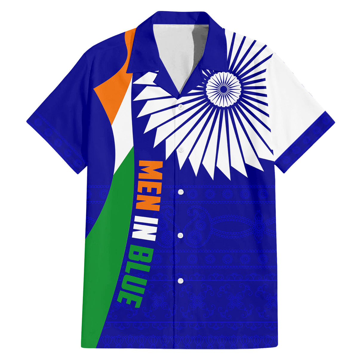 custom-india-cricket-family-matching-mermaid-dress-and-hawaiian-shirt-men-in-blue-world-cup-2023-bharat-flag-style