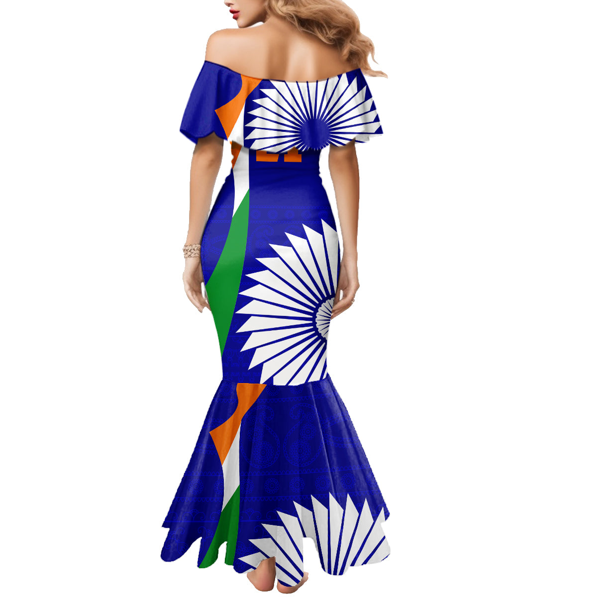 custom-india-cricket-family-matching-mermaid-dress-and-hawaiian-shirt-men-in-blue-world-cup-2023-bharat-flag-style